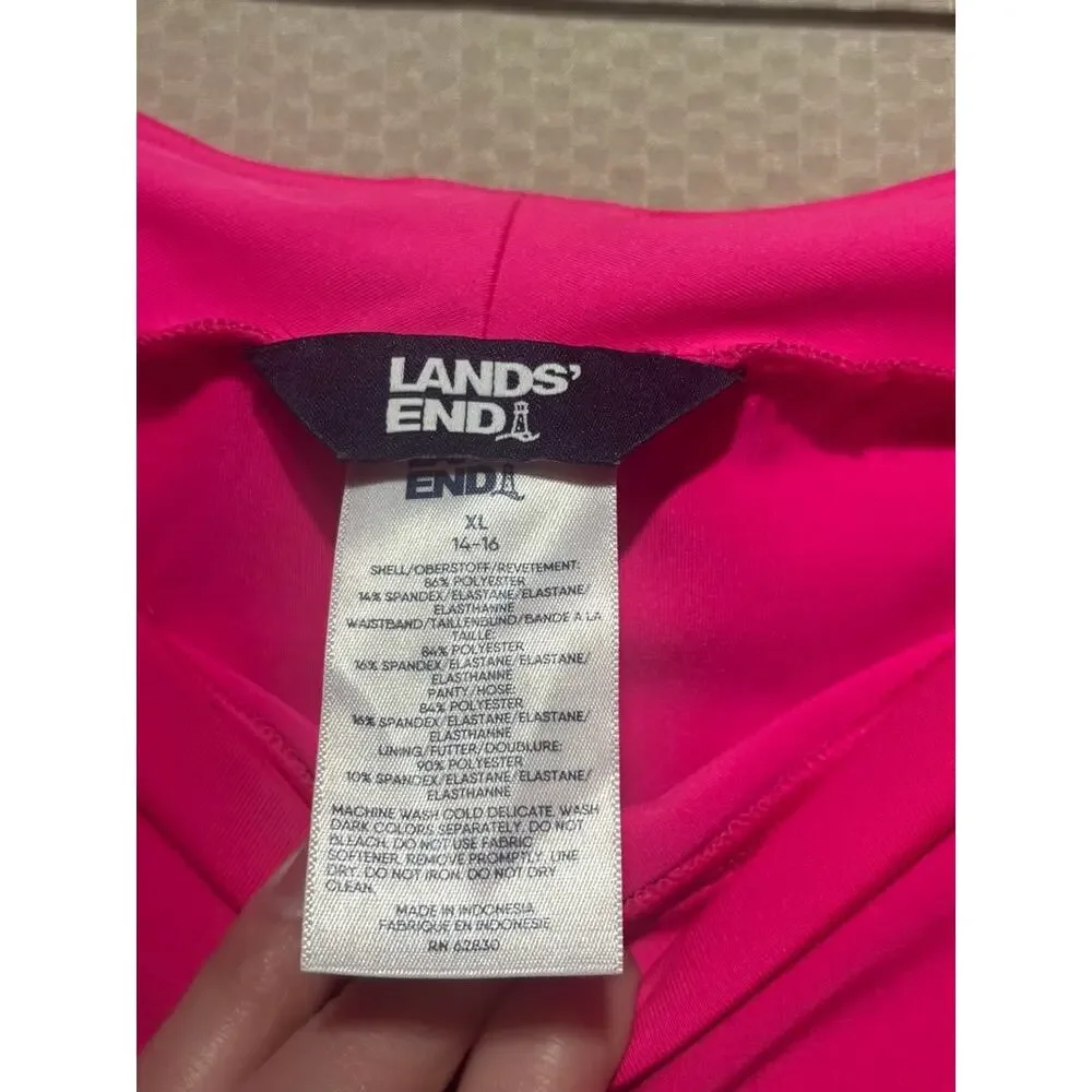 Lands’ End Girls Neon Electric Pink Swim Shorts XL 14-16